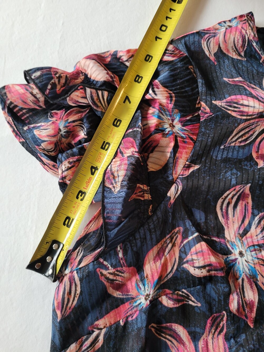 NWT Lane Bryant Floral Short Sleeve Blouse - Navy with Pink Flowers Size 14 - Picture 8 of 9